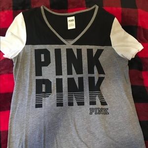 Victoria’s Secret PINK V-Neck Shirt Blue/Gray GUC